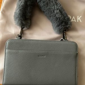Brand new never used Faux fur and leather credit card and passport purse.